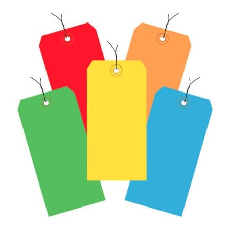 Box Packaging Shipping Tag Pre WiredNo 5 4-3/4L x 2-3/8W Assorted Colors 1000/Pk G20003